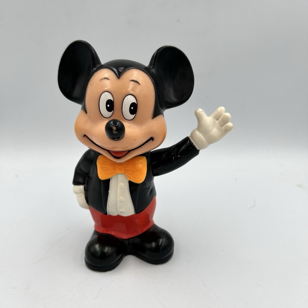 VTG 1960s Walt Disney Productions Mickey Mouse Rubber Coin Piggy Bank 6"  Plug